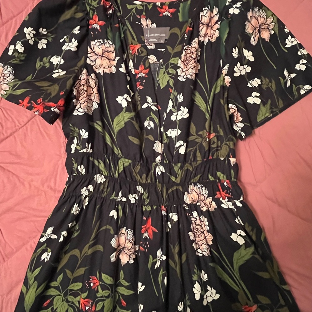 Anthropologie Somerset Black Floral Maxi Dress